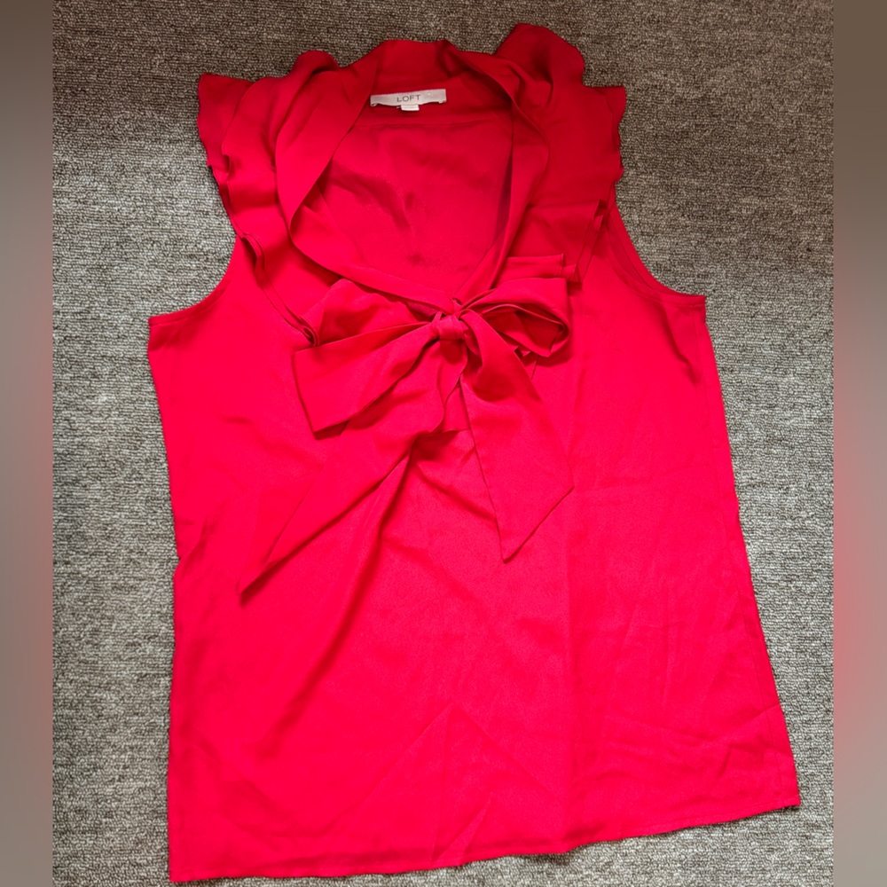 LOFT Red Ruffle Top